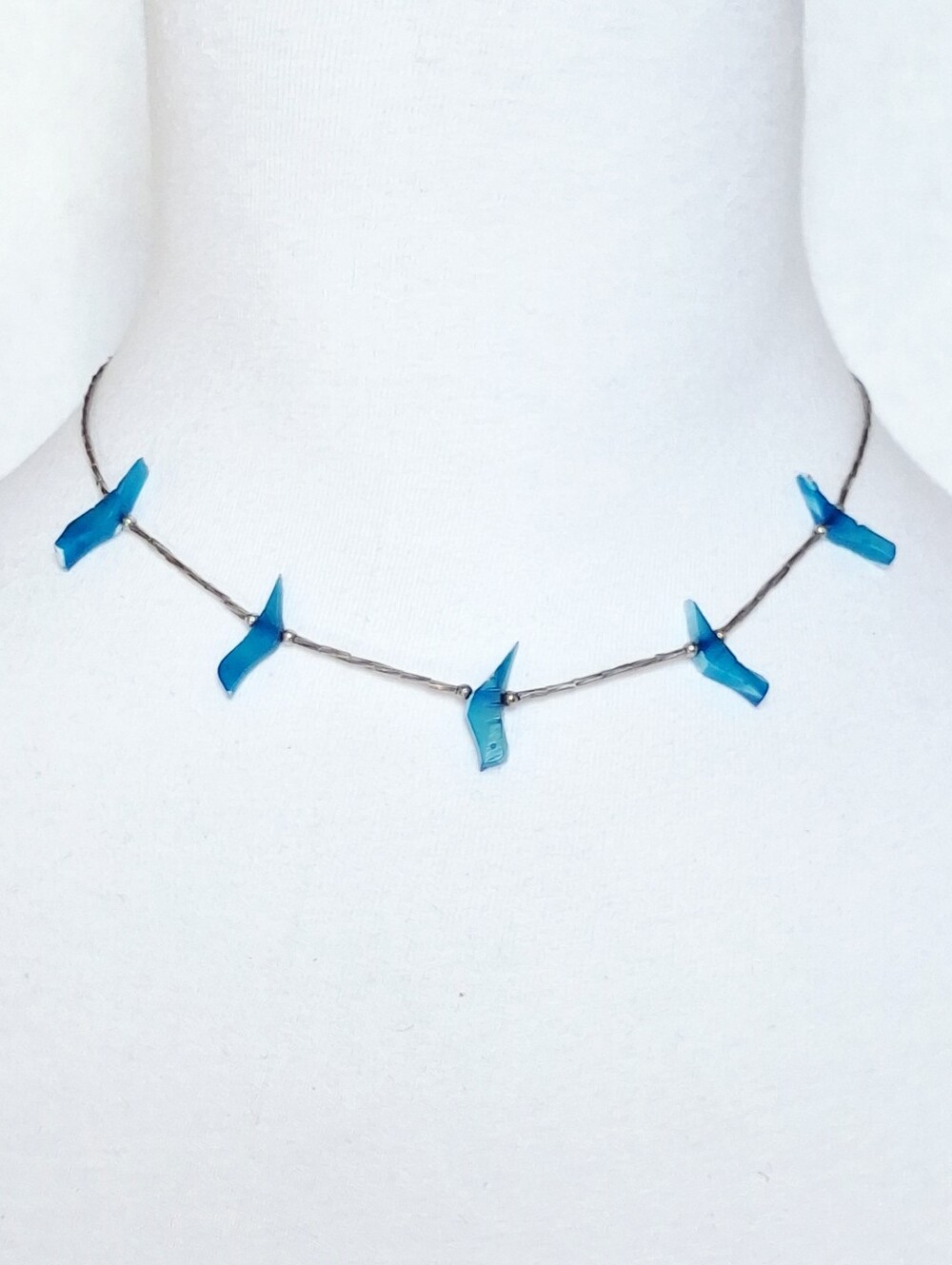 Vintage | Necklace | Liquid Silver Blue Birds